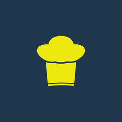 Yellow icon of Chef on dark blue background. Eps.10