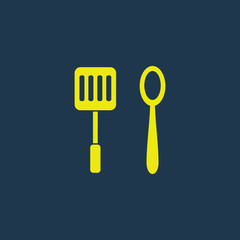 Yellow icon of Restaurant on dark blue background. Eps.10