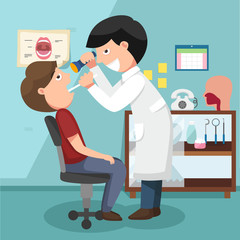 Dentist performing examination illustration