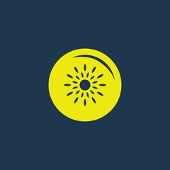 Yellow icon of Ripe Passion Fruit on dark blue background. Eps.10
