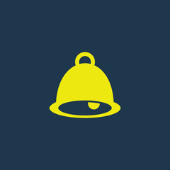 Yellow icon of Bell on dark blue background. Eps.10