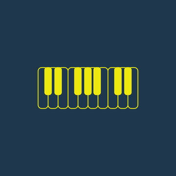 Yellow icon of Piano Keyboard on dark blue background. Eps.10