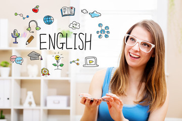 English concept with young woman