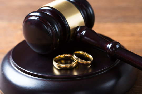 Wedding Rings On Mallet In Courtroom