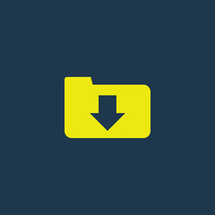 Yellow icon of Download on dark blue background. Eps.10
