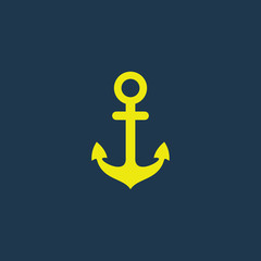 Green icon of Anchor on dark blue background. Eps.10