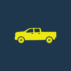 Green icon of Pick-Up Truck Or Classic Truck on dark blue background. Eps.10