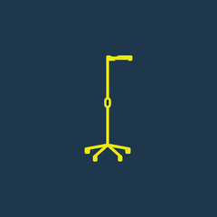 Yellow icon of Crutches on dark blue background. Eps.10