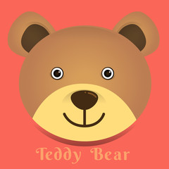 Vector image of a cute teddy bear on orange background vector illustration