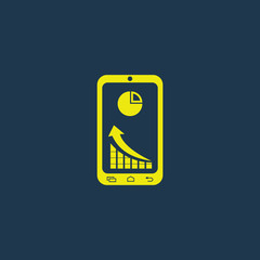 Yellow icon of Market Status on dark blue background. Eps.10