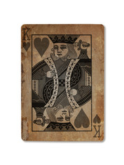 Very old playing card, King of hearts