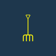 Yellow icon of Pitchfork on dark blue background. Eps.10