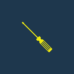 Yellow icon of Screw Driver on dark blue background. Eps.10