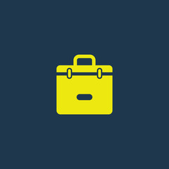 Yellow icon of Suitcase on dark blue background. Eps.10