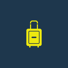 Yellow icon of Suitcase on dark blue background. Eps.10