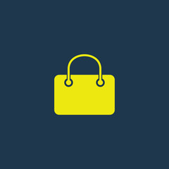 Yellow icon of Hand Bag on dark blue background. Eps.10