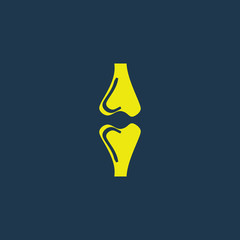 Yellow icon of Bone on dark blue background. Eps.10