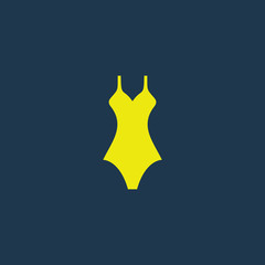 Yellow icon of Gown on dark blue background. Eps.10