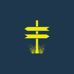 Yellow icon of Blank Road Sign on dark blue background. Eps.10