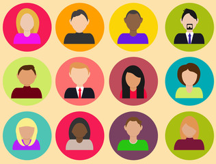 Flat avatar icons. Vector