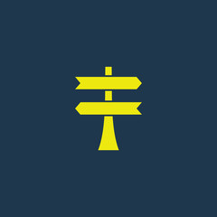 Yellow icon of Blank Road Sign on dark blue background. Eps.10