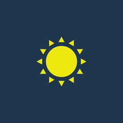Yellow icon of Sun on dark blue background. Eps.10