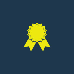 Yellow icon of Badge on dark blue background. Eps.10