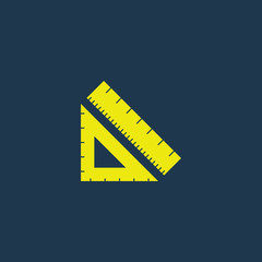 Yellow icon of Ruler on dark blue background. Eps.10
