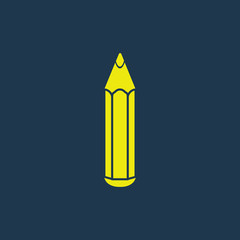 Yellow icon of Pencil on dark blue background. Eps.10