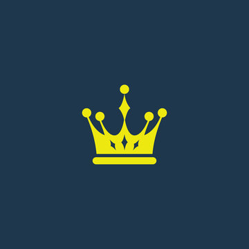 Yellow icon of Crown on dark blue background. Eps.10
