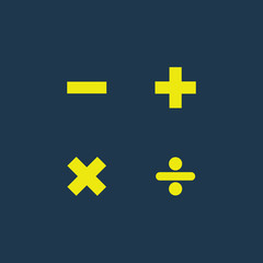 Yellow icon of Maths signs on dark blue background. Eps.10