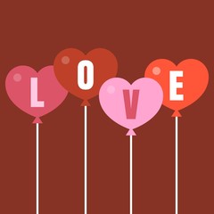 Vector heart balloon with letters L,O,V,E 