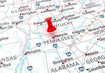 Tennessee Map - obrazy, fototapety, plakaty