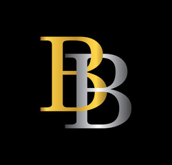 BB initial letter with gold and silver