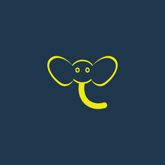 Obraz premium Yellow icon of Elephant on dark blue background. Eps.10