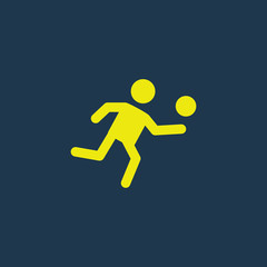 Fototapeta na wymiar Yellow icon of Volleyball Player on dark blue background. Eps.10