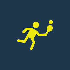 Yellow icon of Table Tennis Player on dark blue background. Eps.10