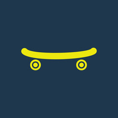 Yellow icon of Skates  on dark blue background. Eps.10