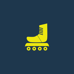 Yellow icon of Skates on dark blue background. Eps.10