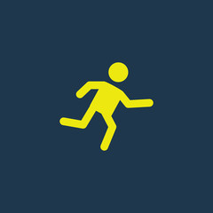 Fototapeta na wymiar Yellow icon of Running Man on dark blue background. Eps.10