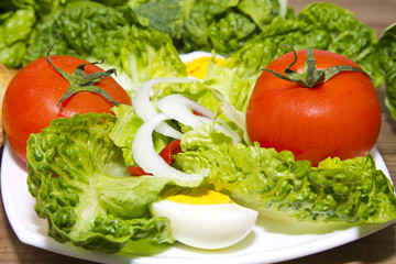 salad plate on wood