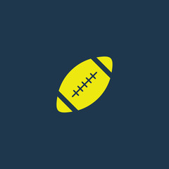 Yellow icon of Rugby Ball on dark blue background. Eps.10