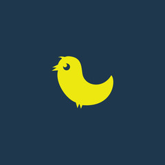 Yellow icon of Bird on dark blue background. Eps.10