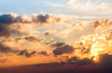 colorful dramatic sky with cloud at sunset