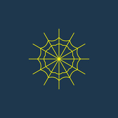 Yellow icon of Spider Web on dark blue background. Eps.10