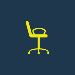 Yellow icon of Office Chair on dark blue background. Eps.10