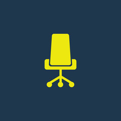 Yellow icon of Office Chair on dark blue background. Eps.10