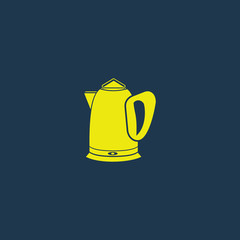 Yellow icon of Electric Kettle on dark blue background. Eps.10
