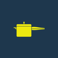 Yellow icon of Pressure Cooker on dark blue background. Eps.10