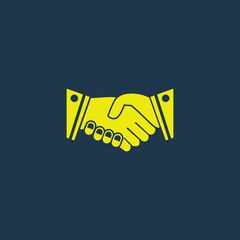 Yellow icon of Hand Shake on dark blue background. Eps.10